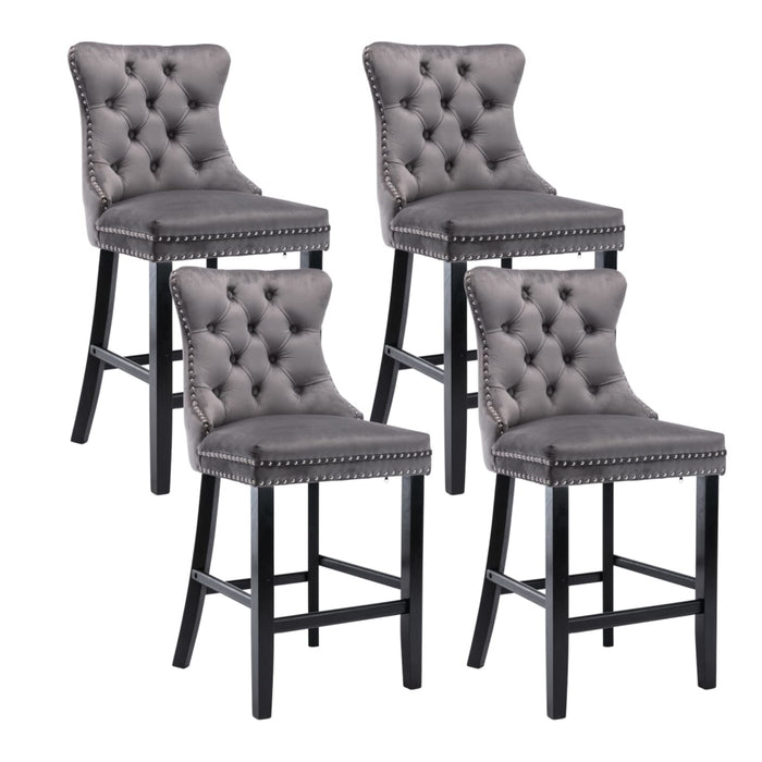 Candace Velvet Bar Stools Gray - Set of 4