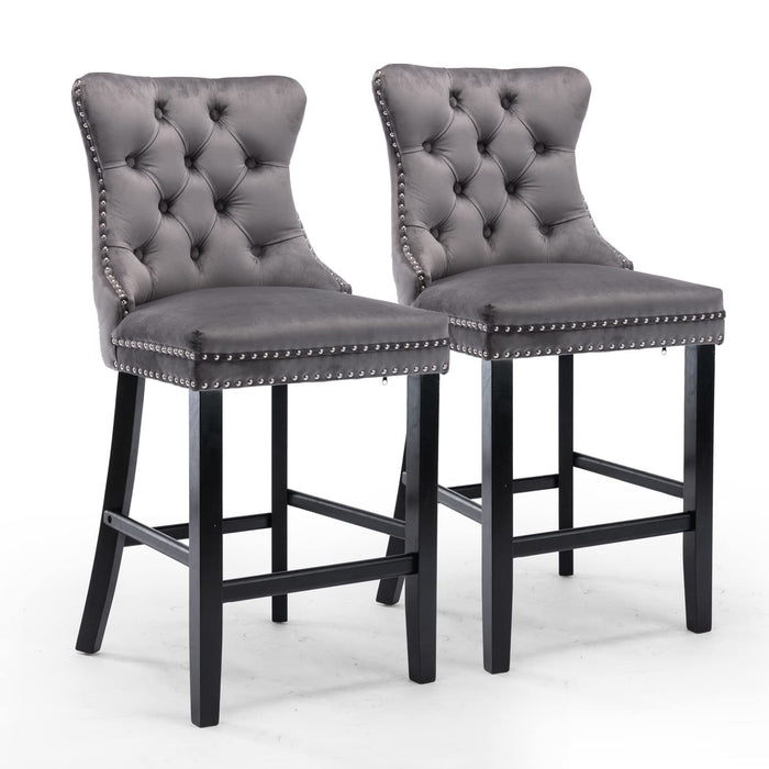 Candace Velvet Bar Stools Gray - Set of 4