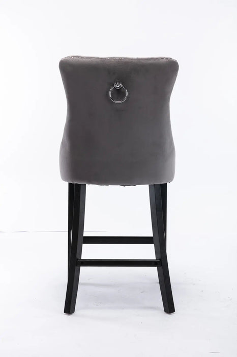 Candace Velvet Bar Stools Gray - Set of 2