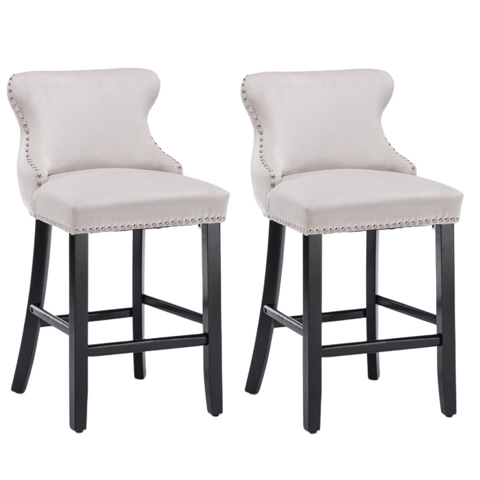 Tufted Bar Stools Beige - Set of 2