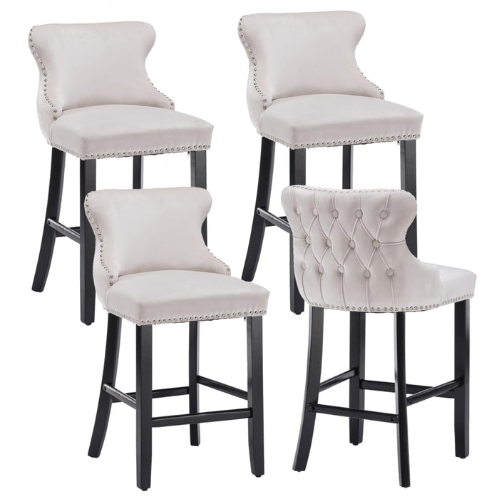 Tufted Bar Stools Beige - Set of 4