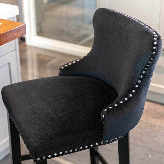 Tufted Bar Stools Black - Set of 2