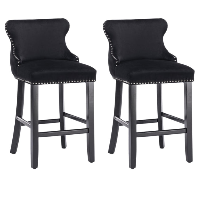 Tufted Bar Stools Black - Set of 2