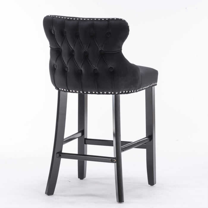 Tufted Bar Stools Black - Set of 2