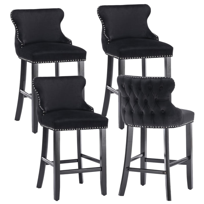 Tufted Bar Stools Black - Set of 4