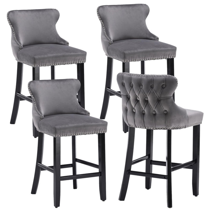 Tufted Bar Stools Grey - Set of 4