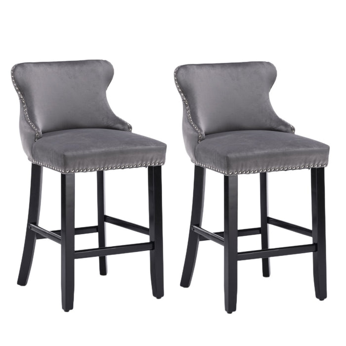 Tufted Bar Stools Grey - Set of 4