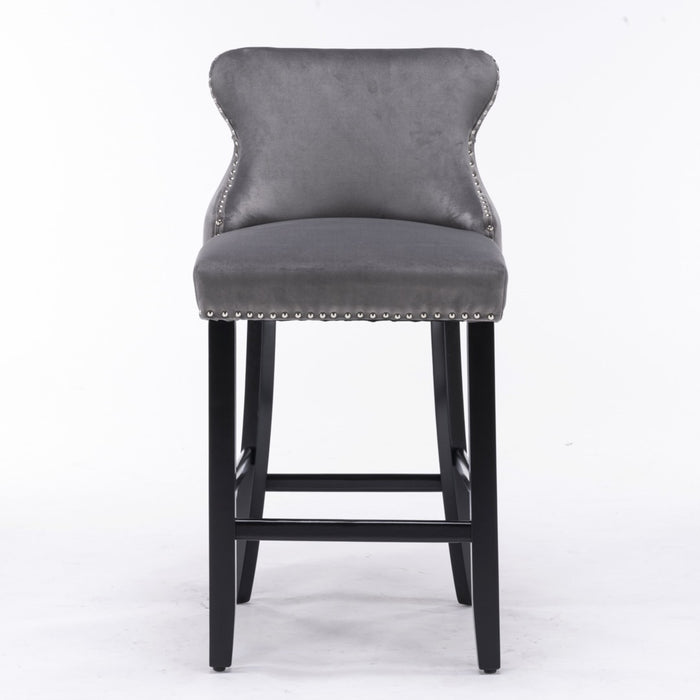 Tufted Bar Stools Grey - Set of 4