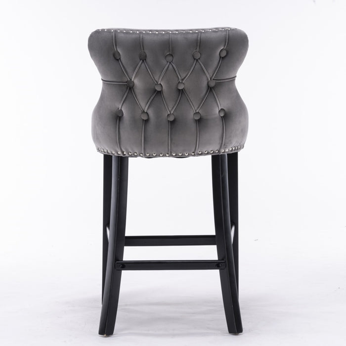 Tufted Bar Stools Grey - Set of 4