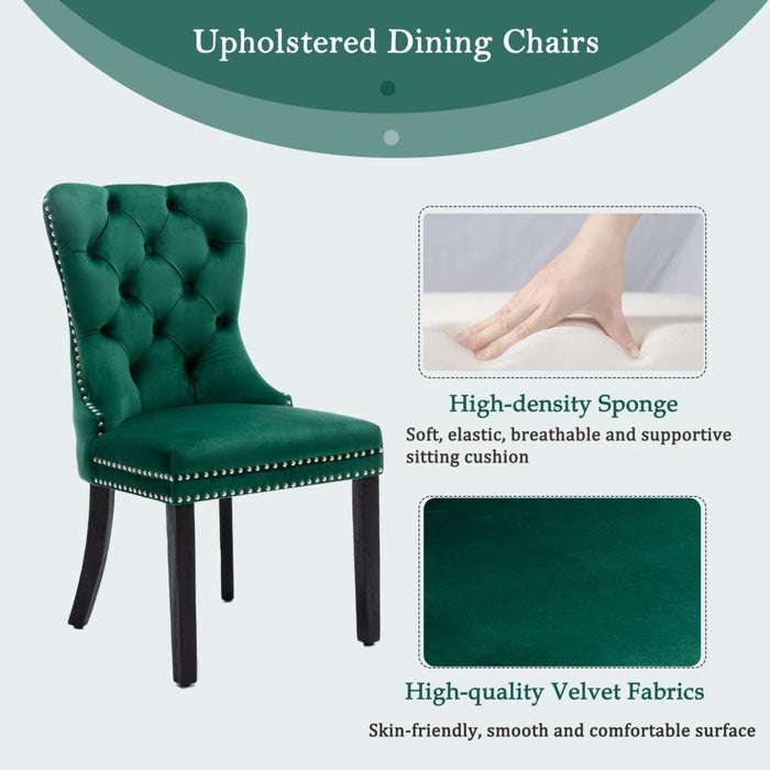 8x Velvet Dining Chairs- Green