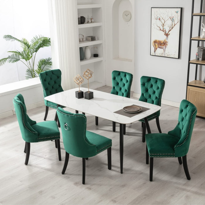 8x Velvet Dining Chairs- Green