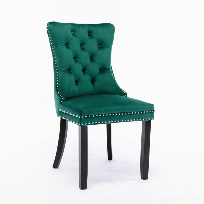 4x Velvet Dining Chairs- Green