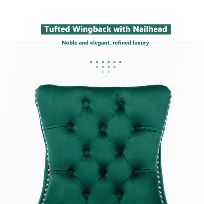 6x Velvet Dining Chairs- Green