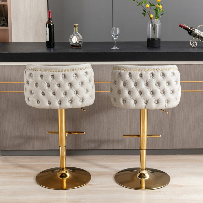 Golden Swivel Bar Stools Beige - Set of 2