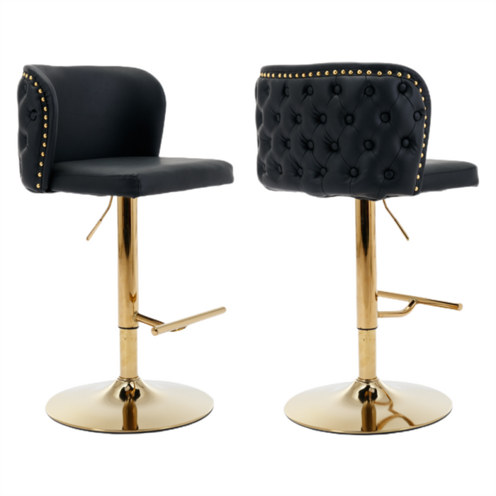 Golden Swivel Bar Stools Black - Set of 2