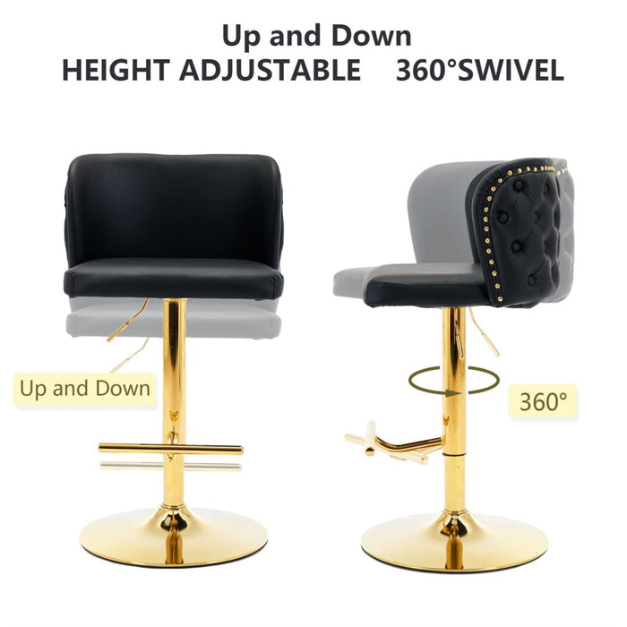 Golden Swivel Bar Stools Black - Set of 2