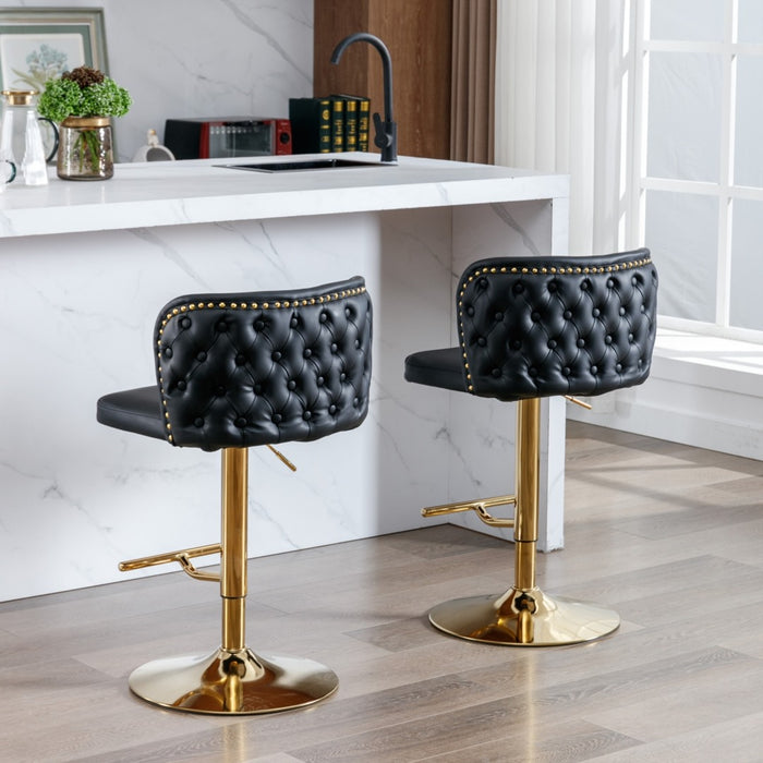 Golden Swivel Bar Stools Black - Set of 2