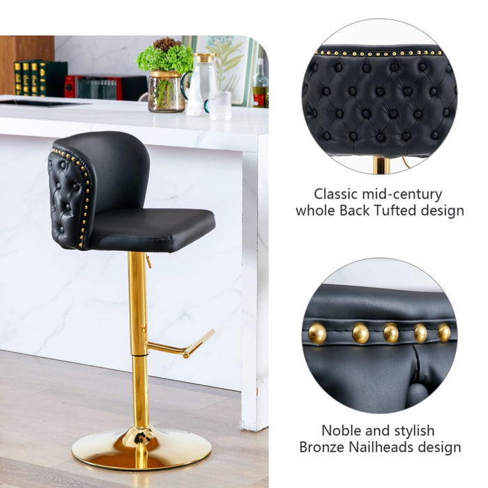 Golden Swivel Bar Stools Black - Set of 2