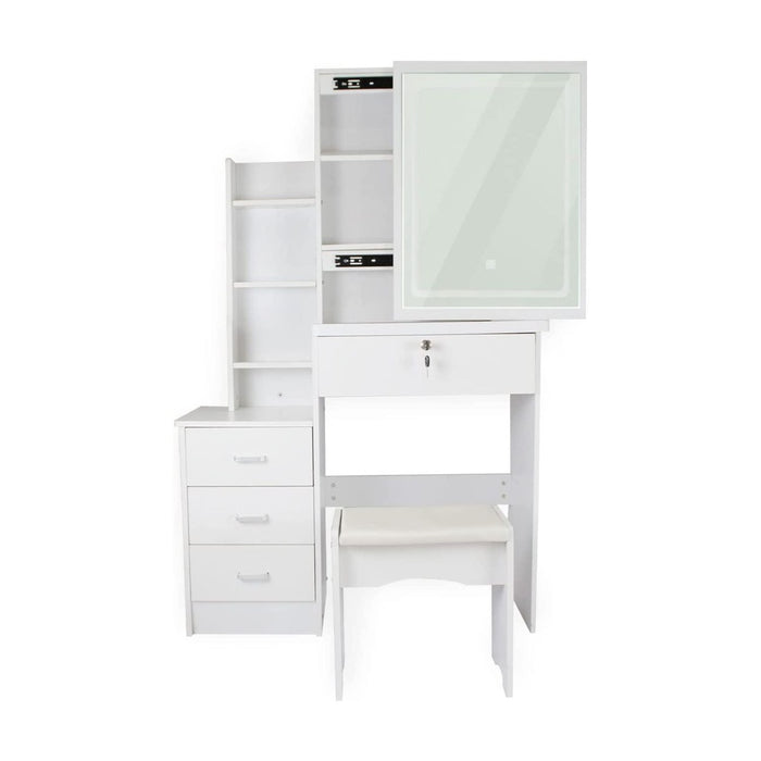 Dressing Table White LED Mirror + Stool EK-DT-100-LD