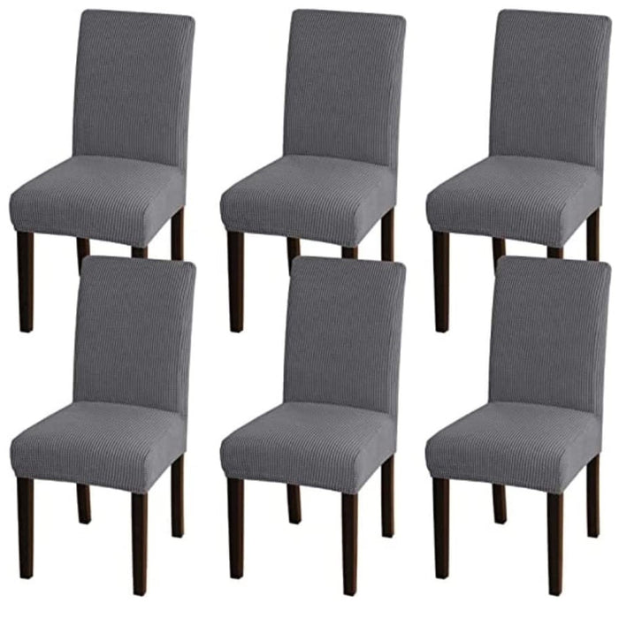 GOMINIMO 6pcs Dining Chair Slipcovers/ Protective Covers (Silver Grey) GO-DCS-100-RDT