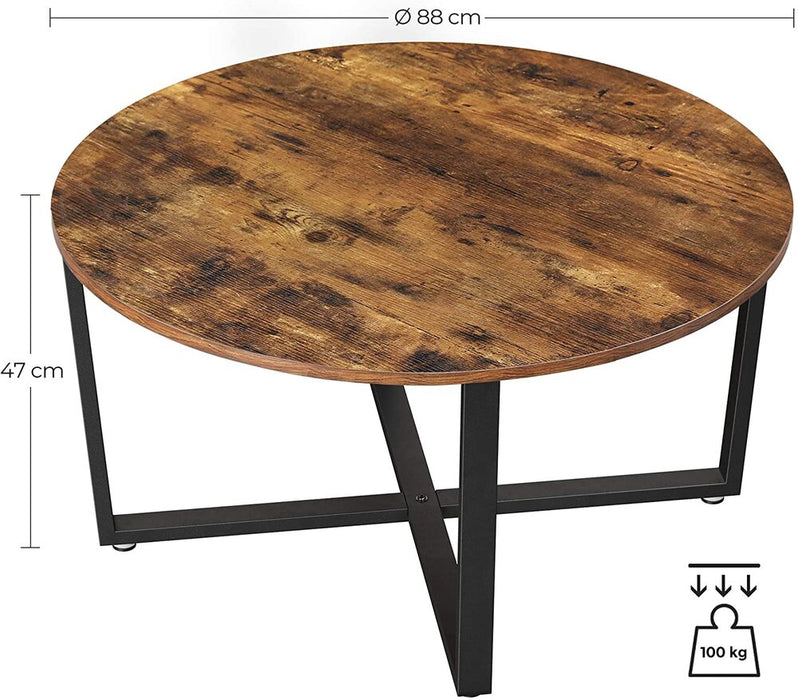 Round Coffee Table Rustic Brown and Black LCT88X