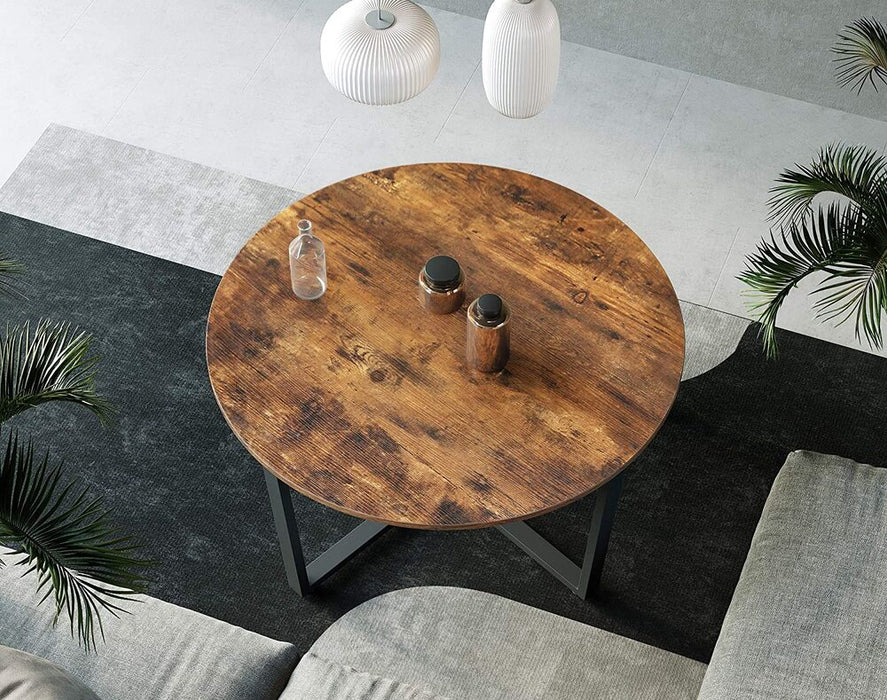 Round Coffee Table Rustic Brown and Black LCT88X