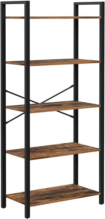 5-Tier Storage Rack Bookshelf with Steel Frame Rustic Brown and Black LLS061B01