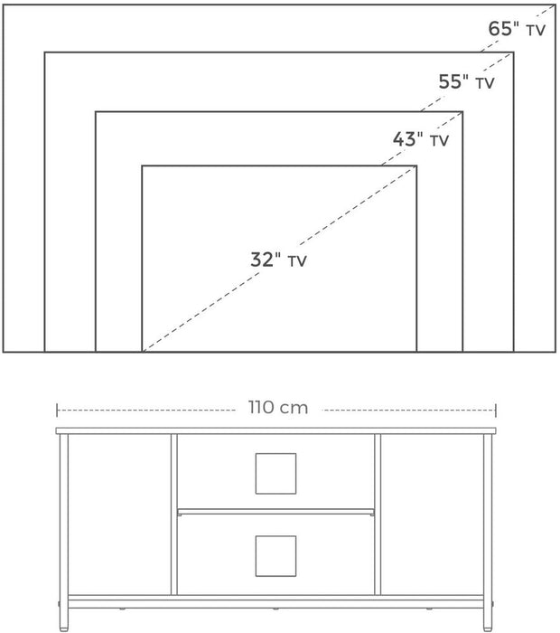 TV Cabinet TV Console Unit with Open Storage TV Stand with Shelving Rustic Brown LTV39BX