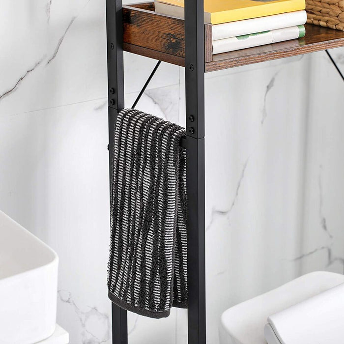 Toilet Shelf Bathroom Shelf Washing Machine Shelf with 3 Open Shelves Space Vintage Brown Black BTS002B01