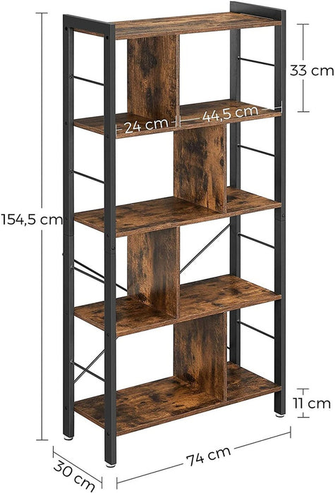 Bookshelf Rustic Brown and Black LBC12BX