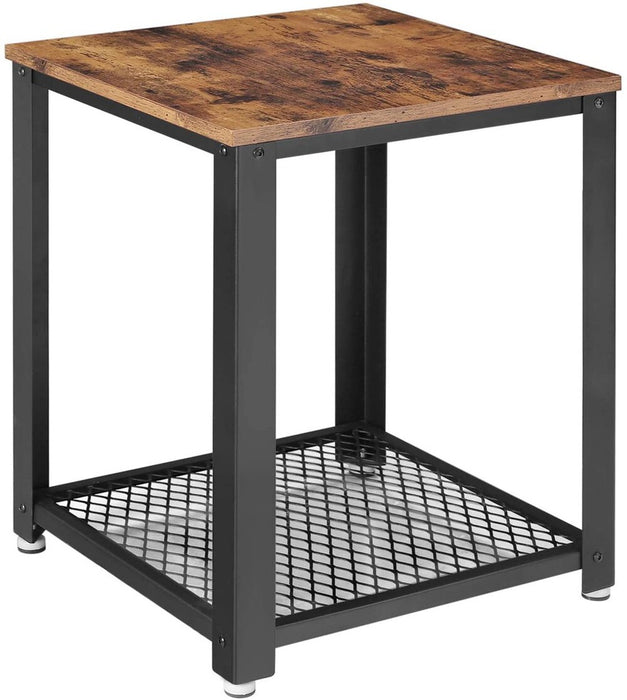 Coffee Table with Mesh Shelf Rustic Brown and Black LET41X