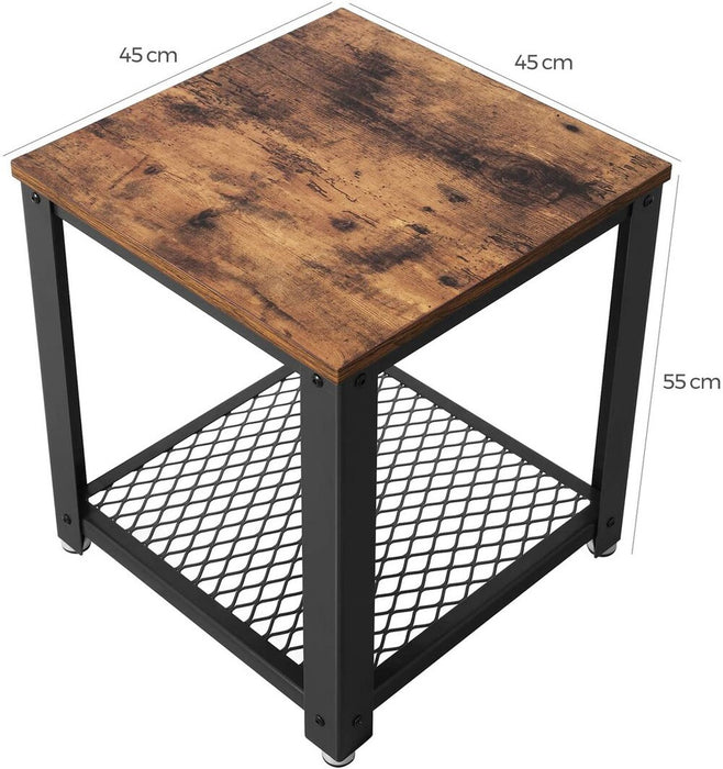 Coffee Table with Mesh Shelf Rustic Brown and Black LET41X