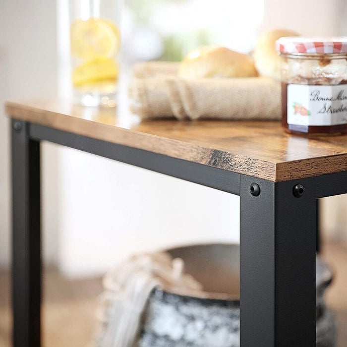 Coffee Table with Mesh Shelf Rustic Brown and Black LET41X