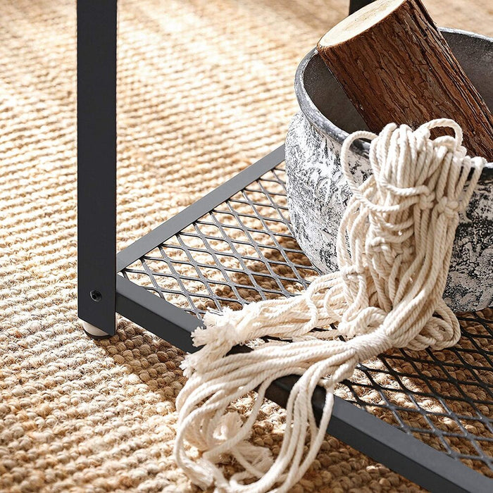 Coffee Table with Mesh Shelf Rustic Brown and Black LET41X