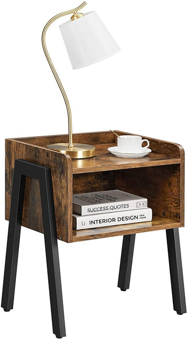 Side Table Rustic Brown and Black LET54X