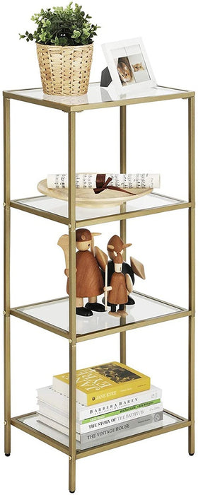 Storage Shelf 4-Tier Tempered Glass Gold LGT029A01