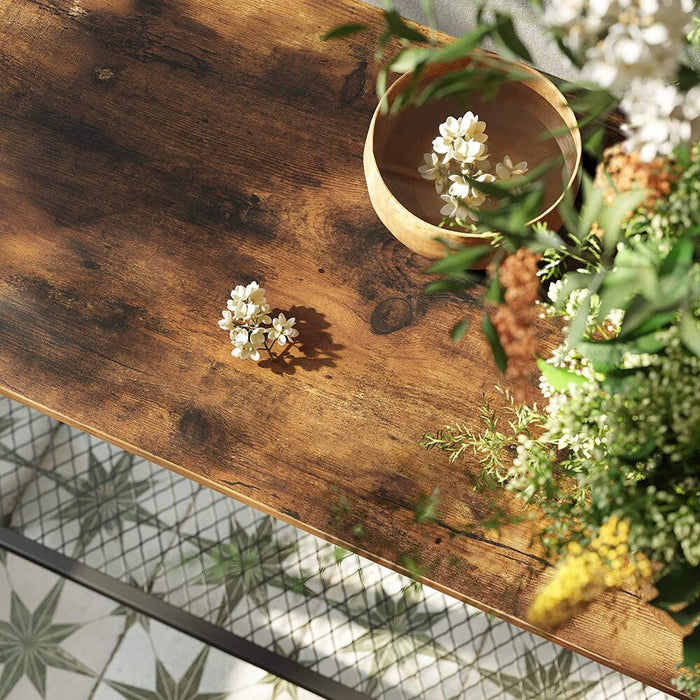 Console Table Rustic Brown and Black LNT80X