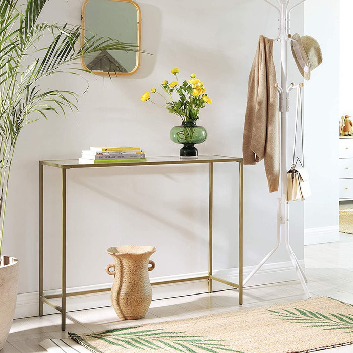 Console Table with Tempered Glass Golden LGT26G