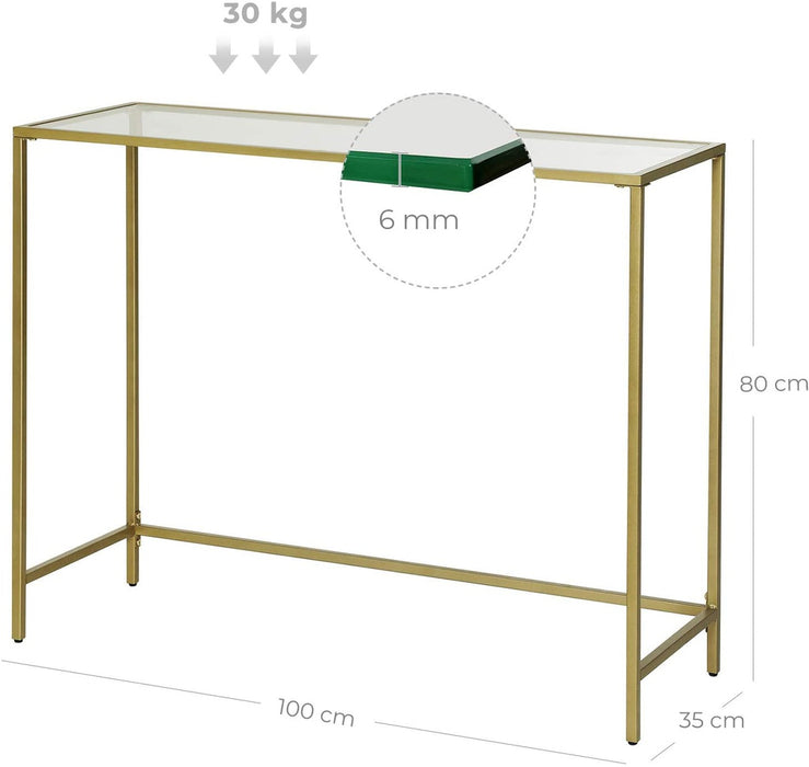 Console Table with Tempered Glass Golden LGT26G