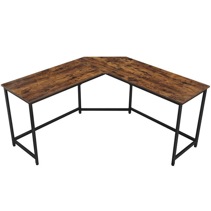 L-Shaped Computer Desk Rustic Brown and Black LWD73X