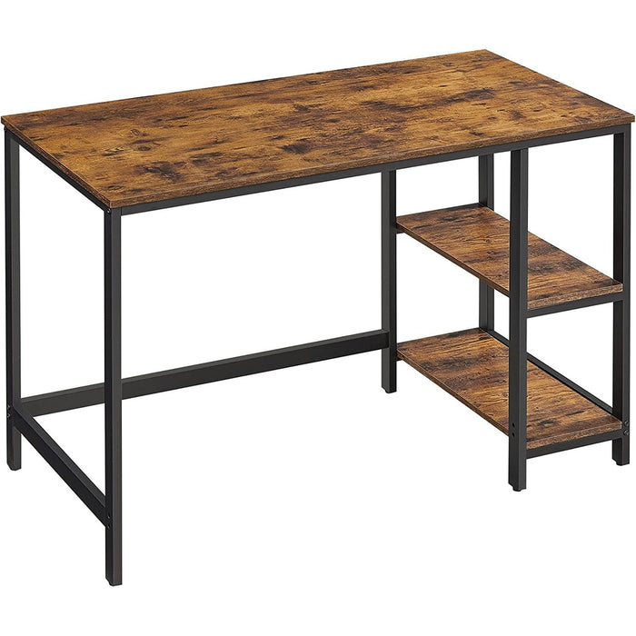 Computer Desk with 2 Shelves Rustic Brown and Black LWD47X