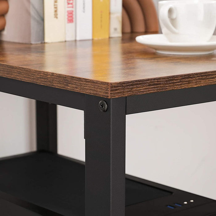 Computer Desk with 2 Shelves Rustic Brown and Black LWD47X