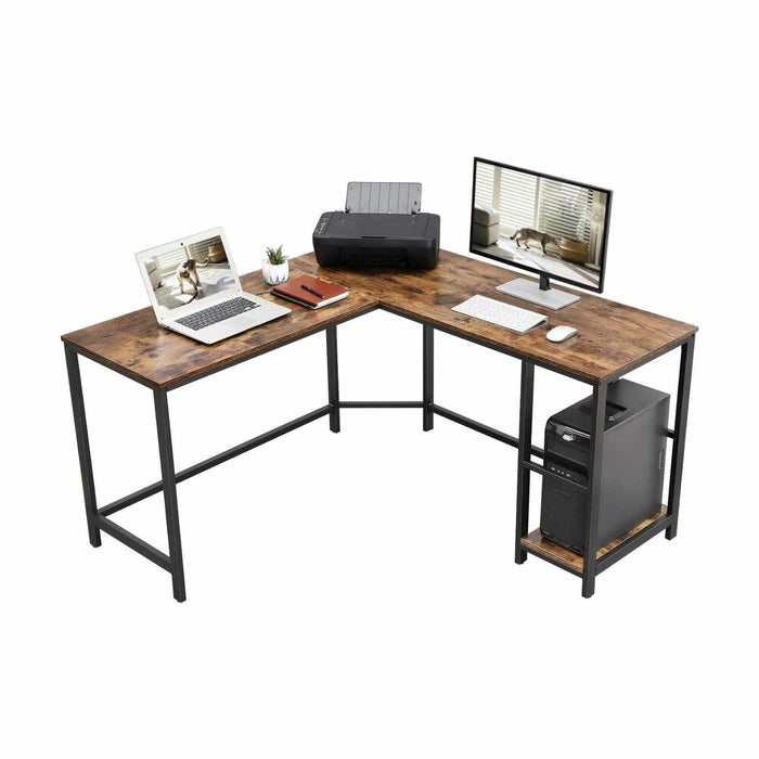 L-Shaped Computer Desk Rustic Brown and Black LWD72X