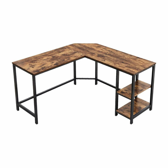 L-Shaped Computer Desk Rustic Brown and Black LWD72X