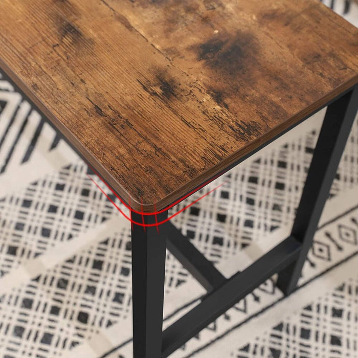 Table Benches Set of 2 Industrial Style Indoor Benches Durable Metal Frame for Kitchen Dining Room Living Room Rustic Brown KTB33X