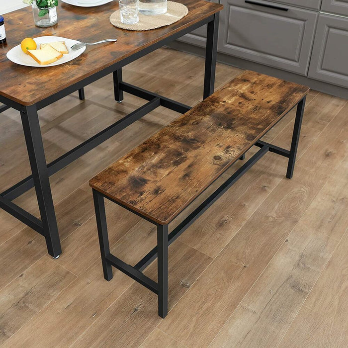 Table Benches Set of 2 Industrial Style Indoor Benches Durable Metal Frame for Kitchen Dining Room Living Room Rustic Brown KTB33X