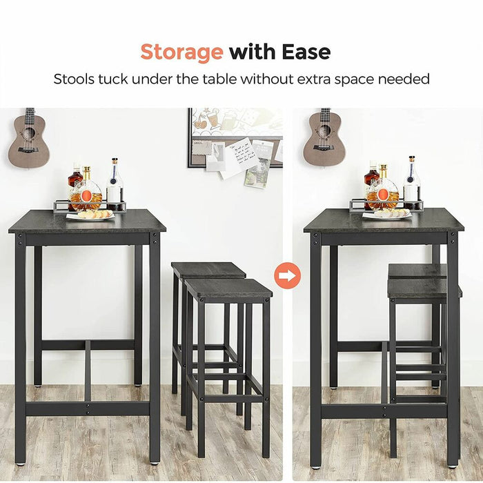 Bar Stools Set of 2 Bar Chairs Charcoal Gray LBC065B04