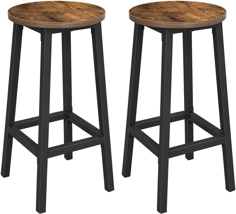 Vintage Style Bar Stools Black/Brown - Set of 2