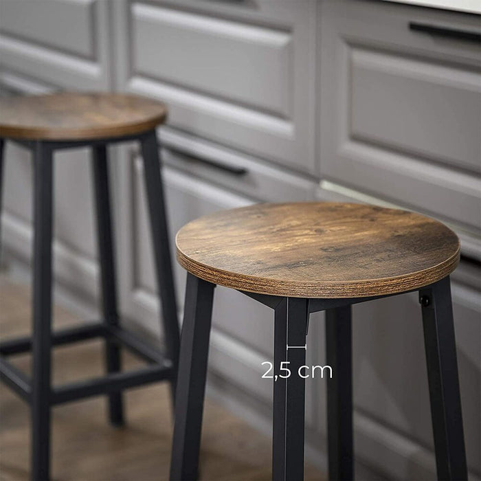 Vintage Style Bar Stools Black/Brown - Set of 2