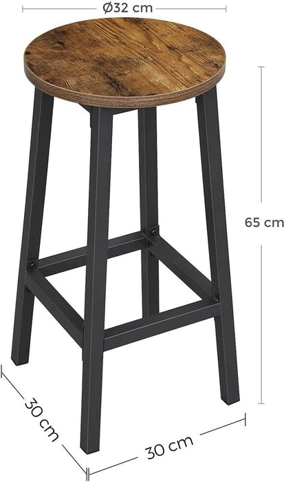 Vintage Style Bar Stools Black/Brown - Set of 2